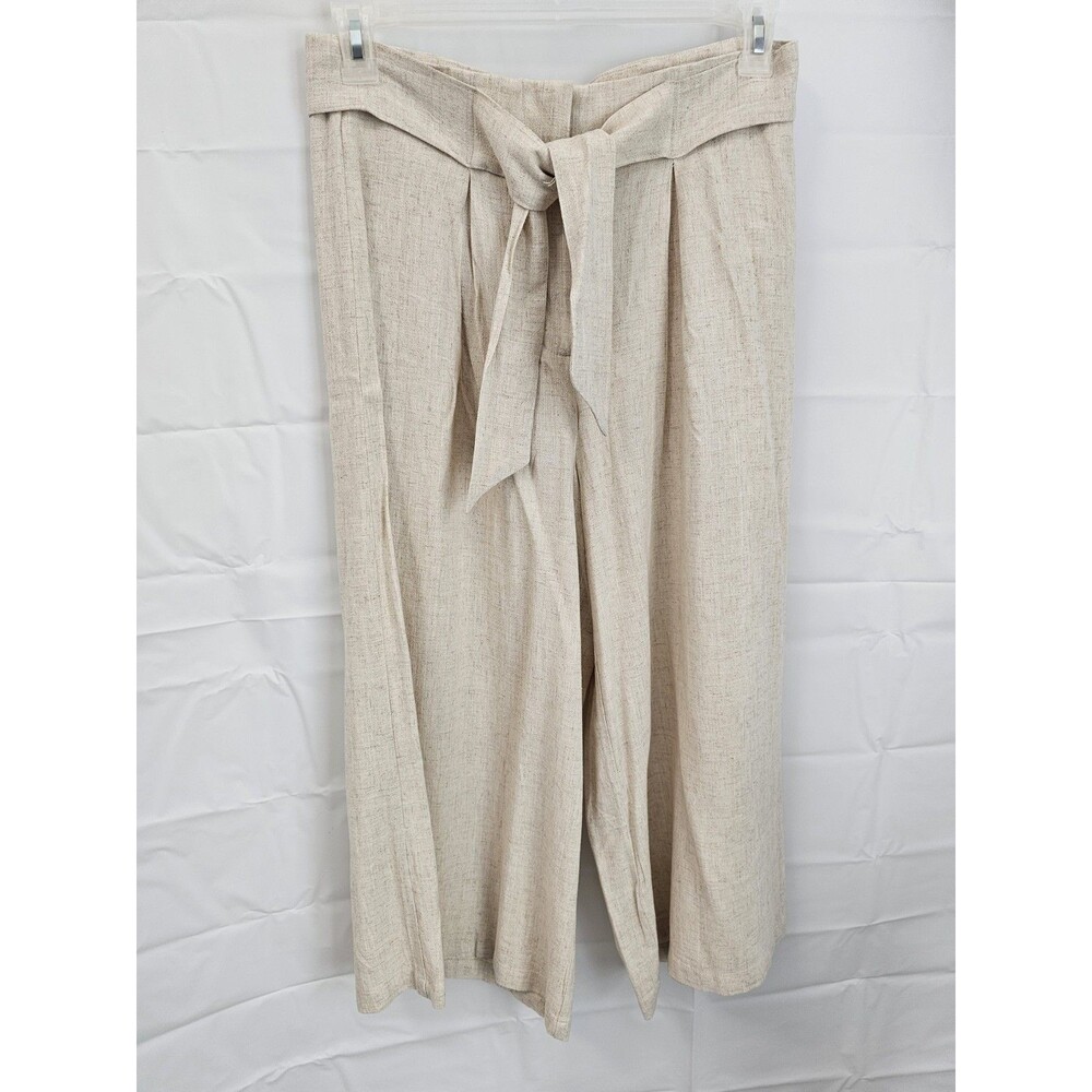 Linen/Rayon Wide Waist, Wide Leg Gaucho Pants Stella Luce Women' Flowy, Beachy L